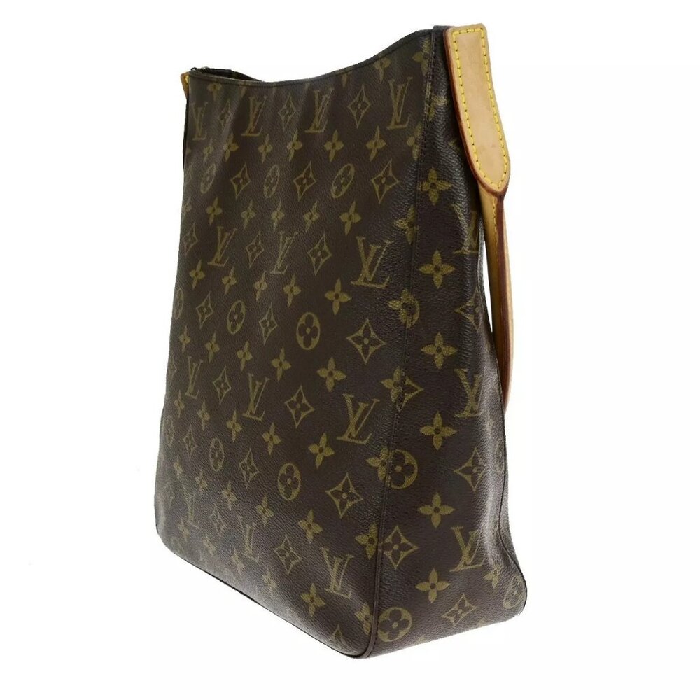 LOUIS VUITTON Logo Looping GM Shoulder Bag Monogram Leather Brown - Picture 4 of 16